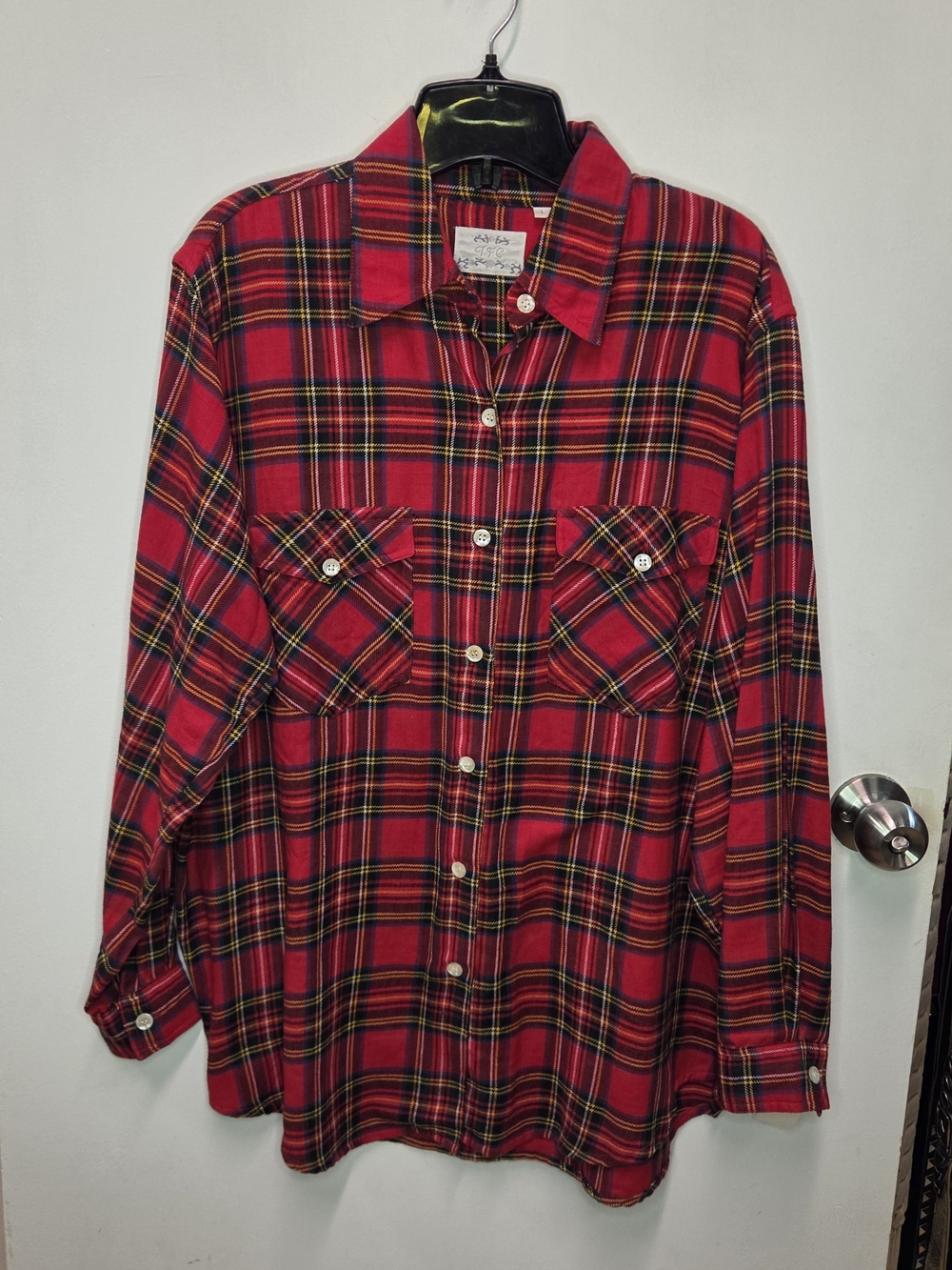 Vintage NWOT TFC The Fox Collection Red Plaid Flannel Shirt 70s 80s Tartan Large